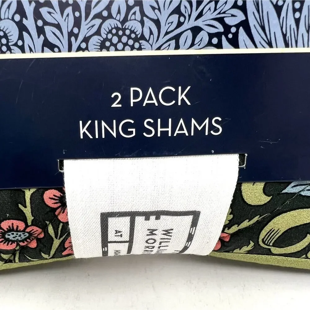 WILLIAM MORRIS GARDEN Forest KING Quilted Pillow Shams Set Pair Of 2